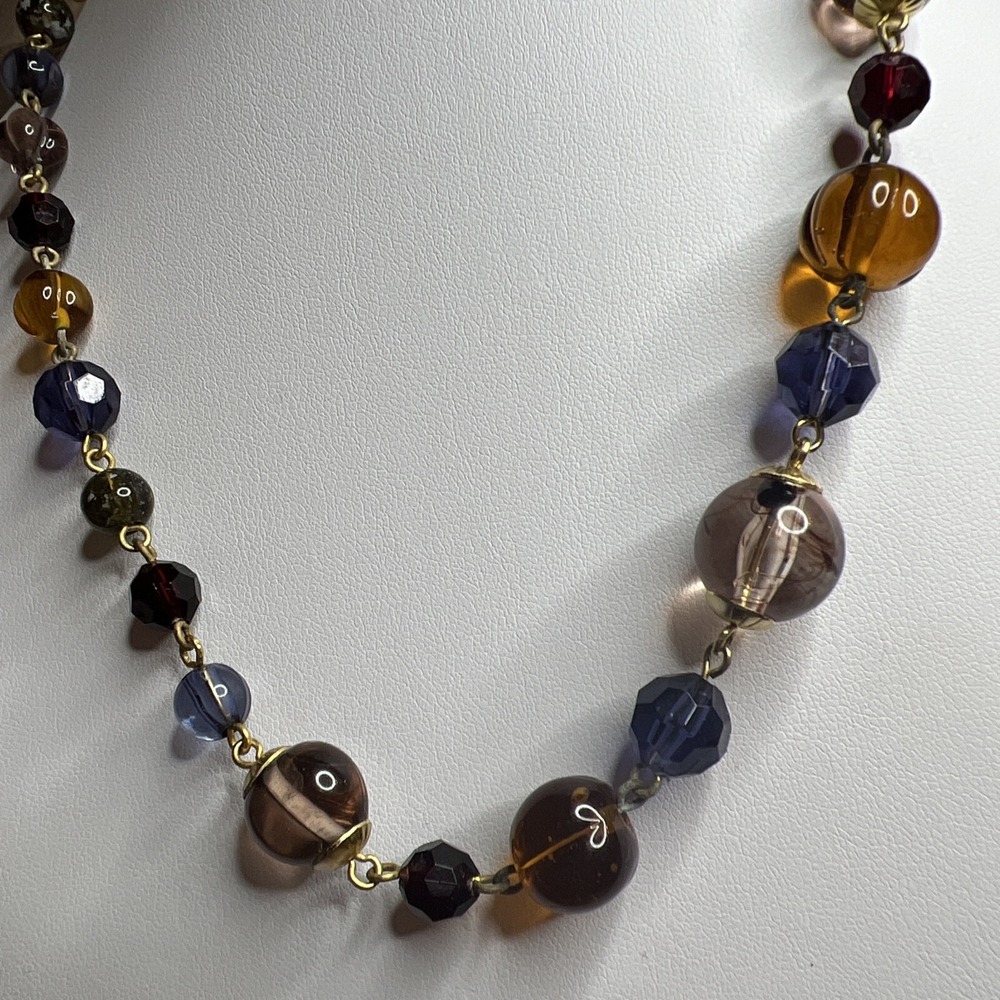 2 Liz Claiborne Beaded Necklace Set Gold Red Blue Green Graduated Beads